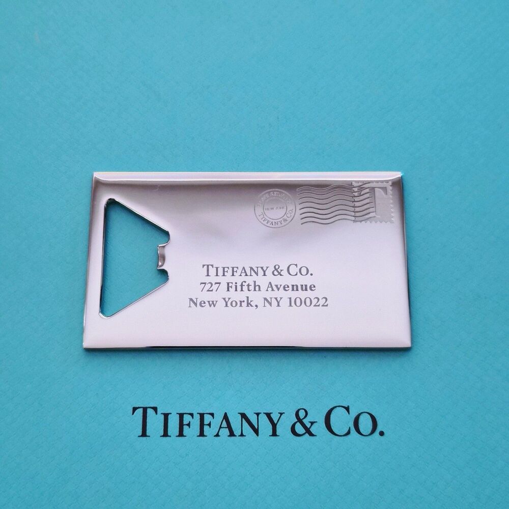 RARE Tiffany & Co. 727 Fifth Avenue New York Envelope Steel Bottle Opener Spain